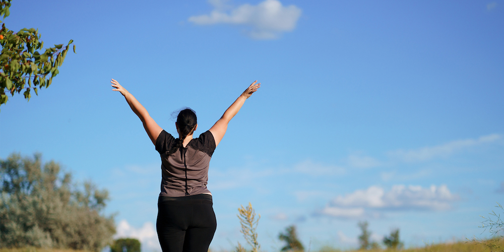 Woman celebrating